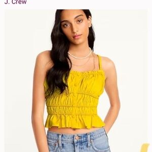 J. Crew womens Sz XL Cinched Waist Cotton Poplin  yellow Tank Top blouse corset